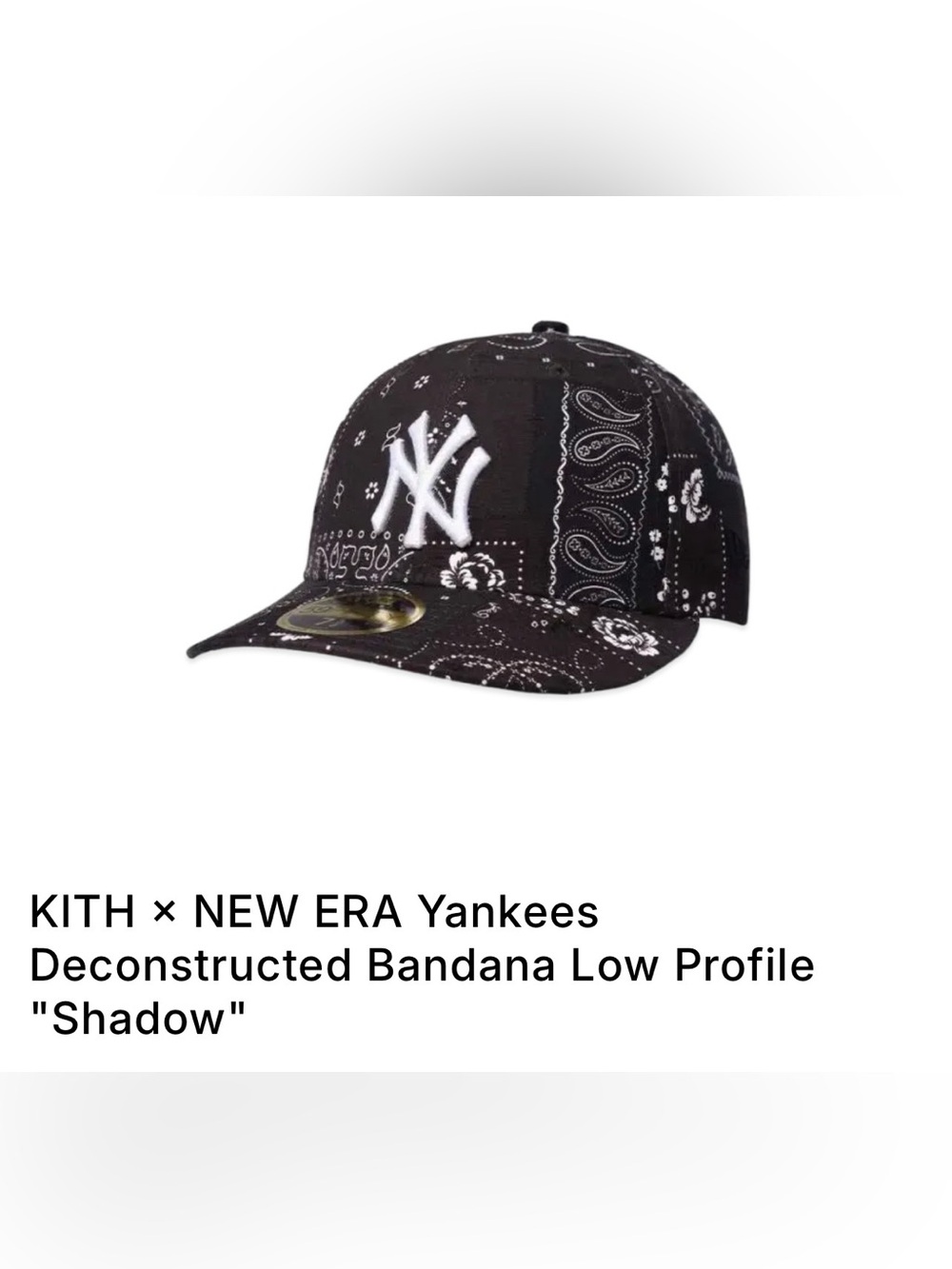 Kith New Era 59fifty,Yankees Bandana Paisley Low Profile Fitted Hat Size 7.7/8.